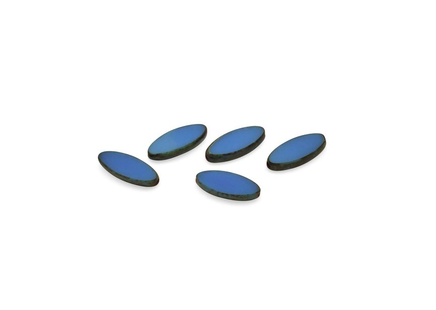 Perles Tchèque ellipse 16x6.3x4mm 20pc bleu capri