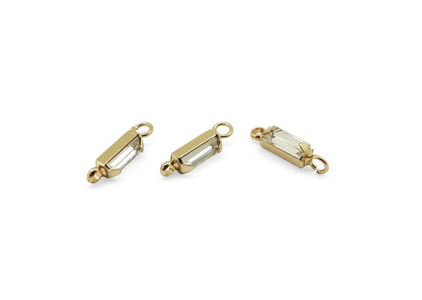 Link with crystal 2 rings 13x3mm gold