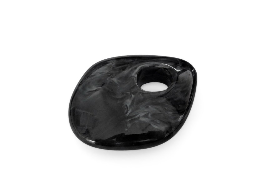 Acrylic pendant chunky 51x42x15/12mm grey black
