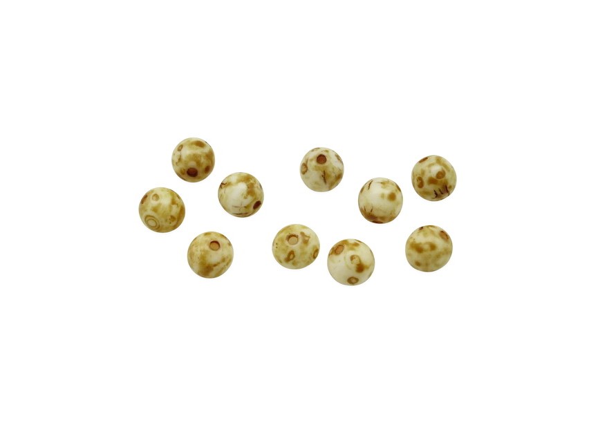 Perles Tchèque 6mm 34pc beige / ocre