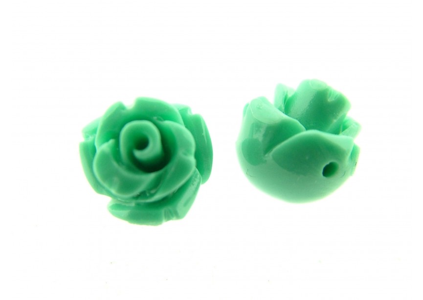 synth. koraal bloem 8mm doorboord / licht groen 10st