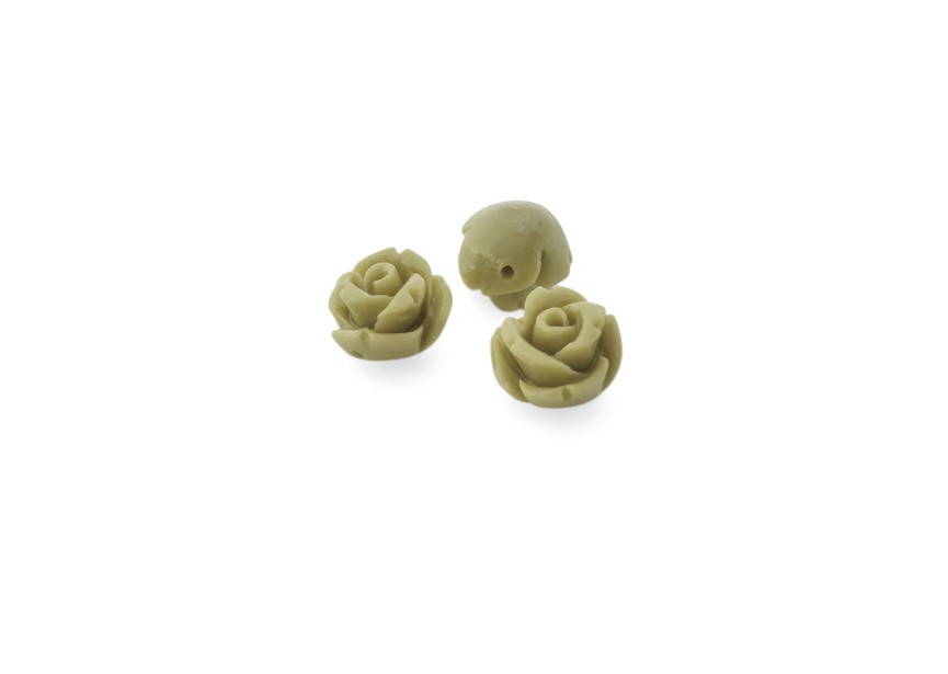 synth. coral flower 8mm through hole / lime 10pcs