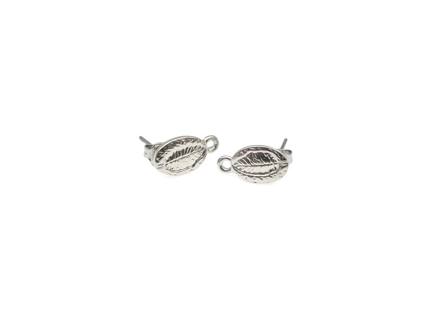 Ear stud oval with ring 13.5x7.5mm rhodium