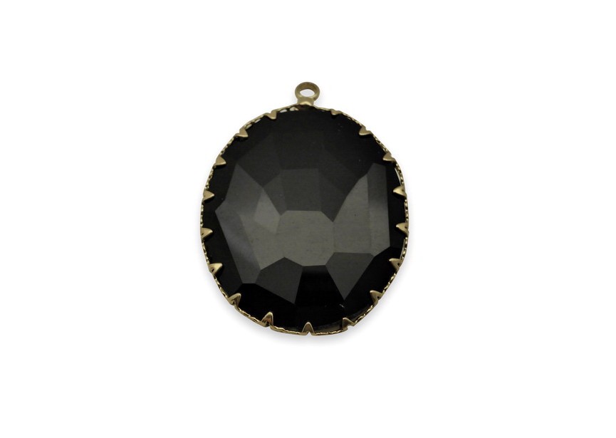 Pendant faceted glass 35x27mm black