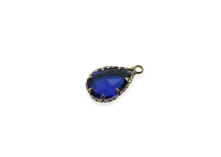 Pendant faceted glass 18.5x10.8mm royal blue