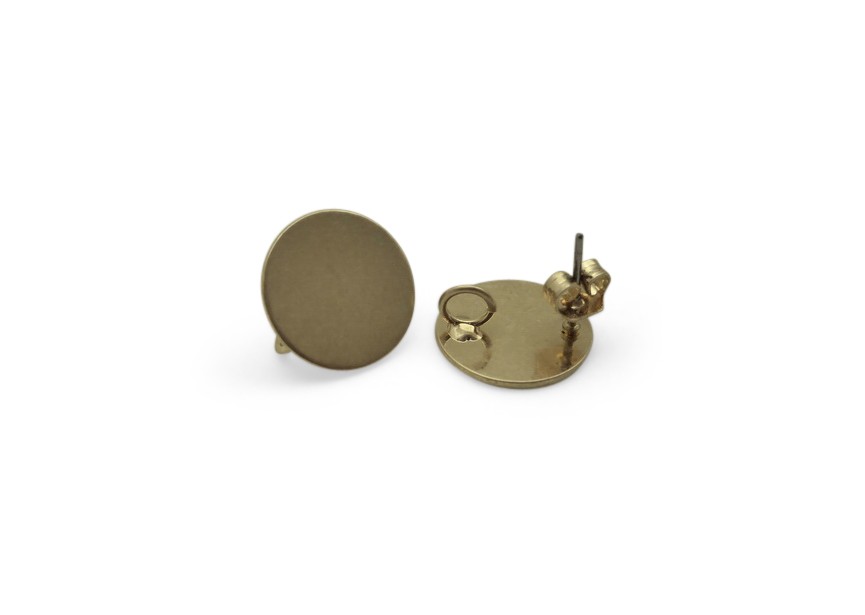 Ear stud with ring 14mm vintage gold