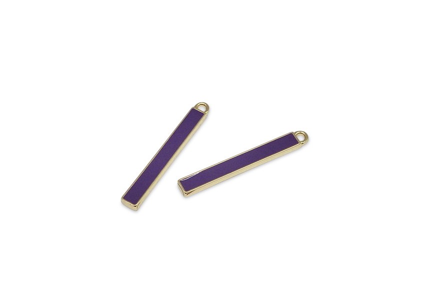 Pendant lacker rectangle 33x4mm purple/gold