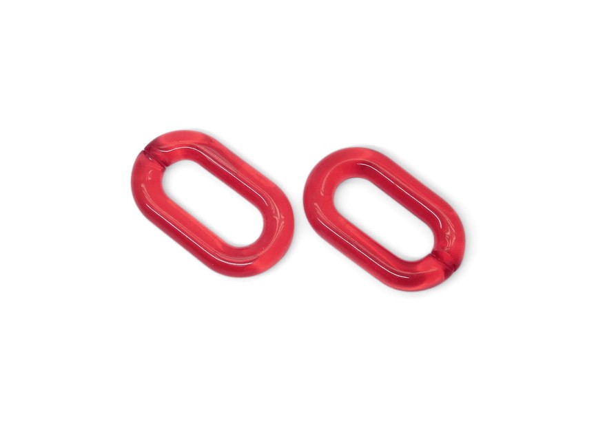 Acrylic spacer chain link 38x24x7mm red