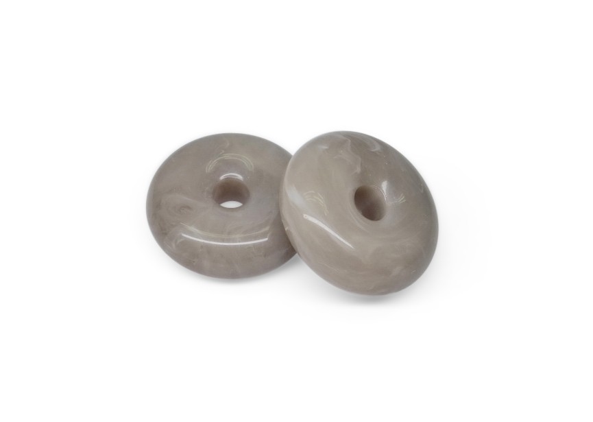 Acrylic bead donut 28x10 hole 6mm grey taupe