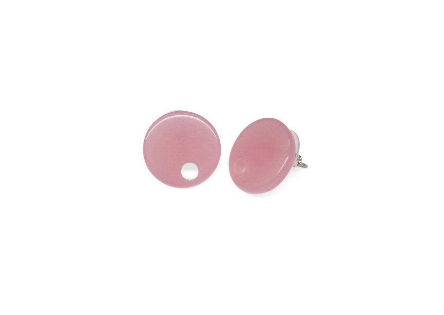 Ear stud acrylic with hole 18x3.5/3.8mm pink grapefruit