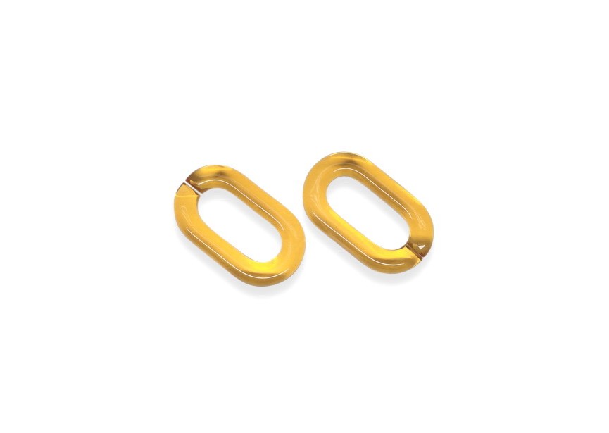 Acrylic spacer chain link 38x24x7mm transparent dark yellow