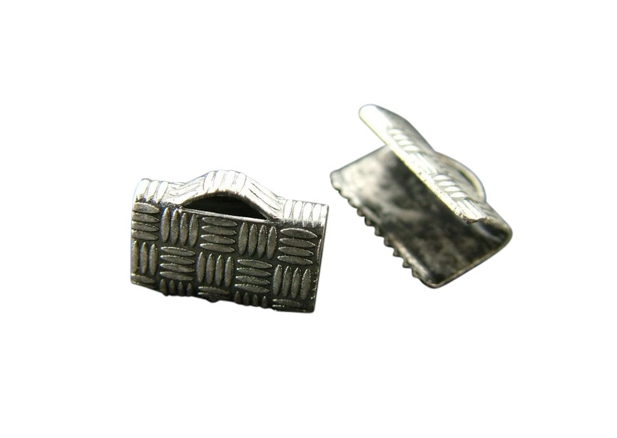 Flat clip/clasp 10mm old silver