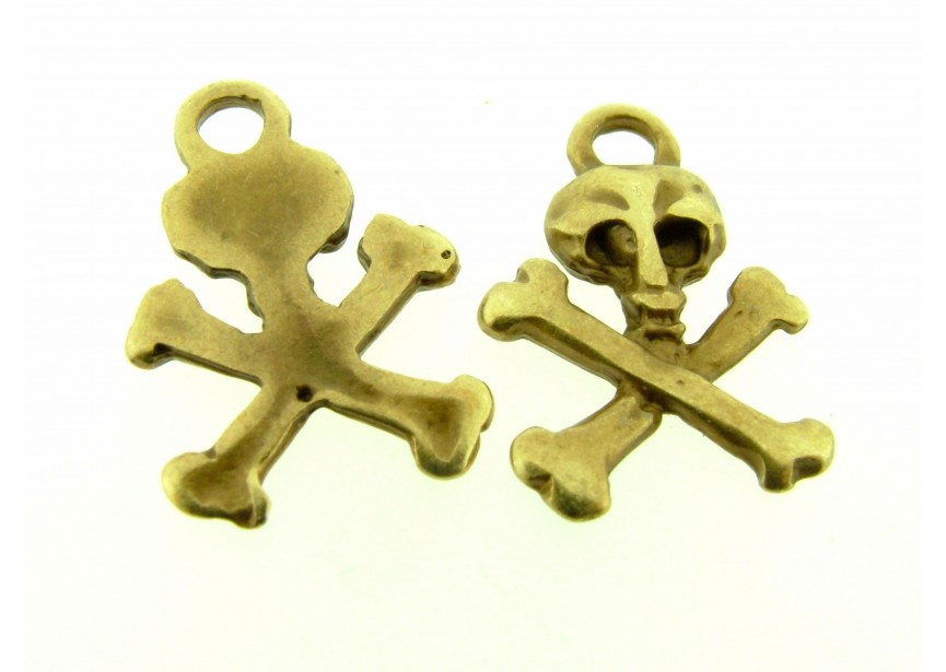 Hanger doodshoofd kruis 20mm oud goud