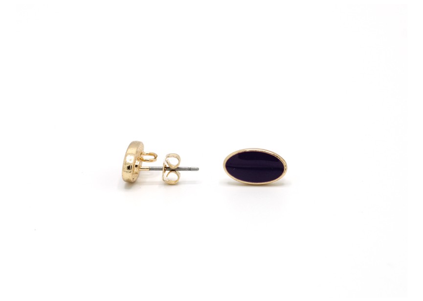 Ear stud lacker oval 12x7mm dark purple/gold