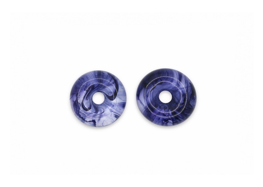 Acrylique perle donut 28x10 trou 6mm transparent bleu mix