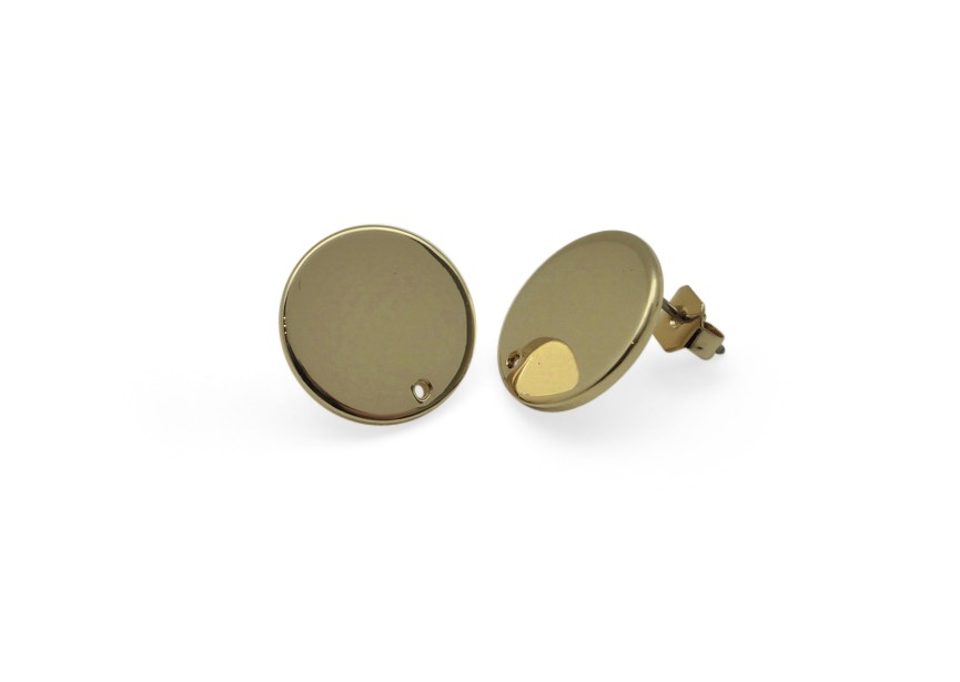 Ear stud round 15mm gold