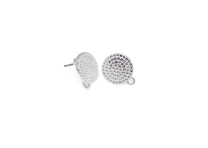 Ear stud with ring 14x12mm silver