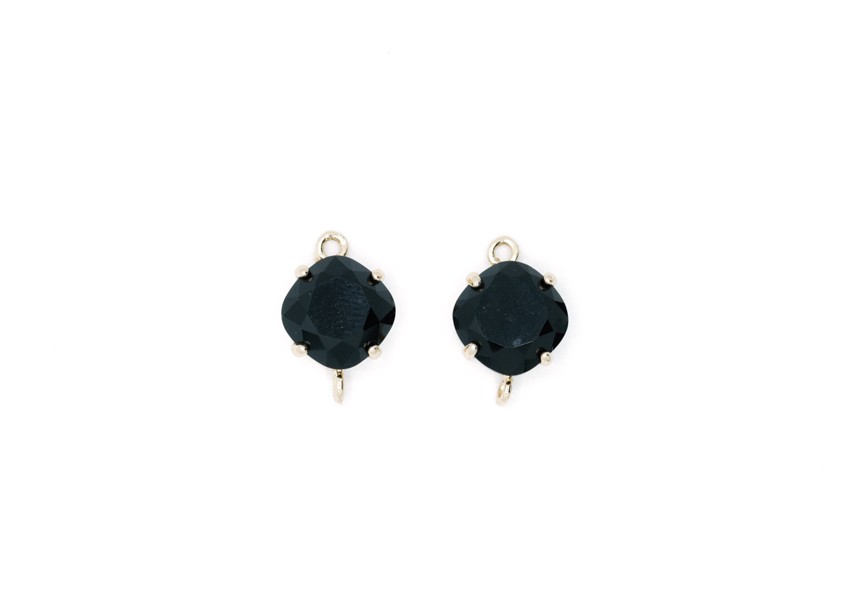 Connector faceted glas 16x11mm black/gold