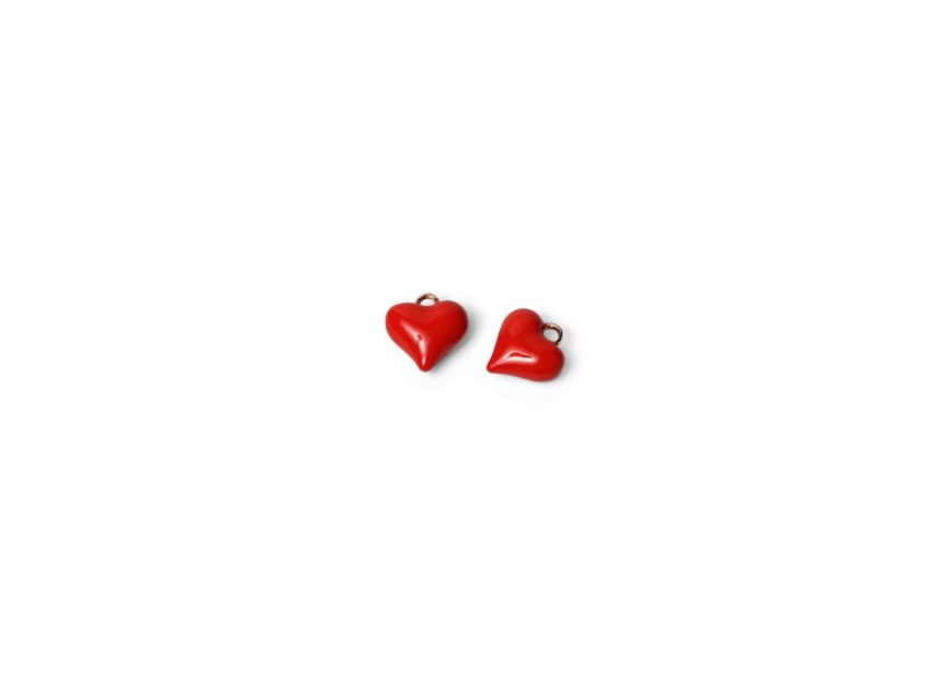 Pendentif émail coeur 12mm rouge