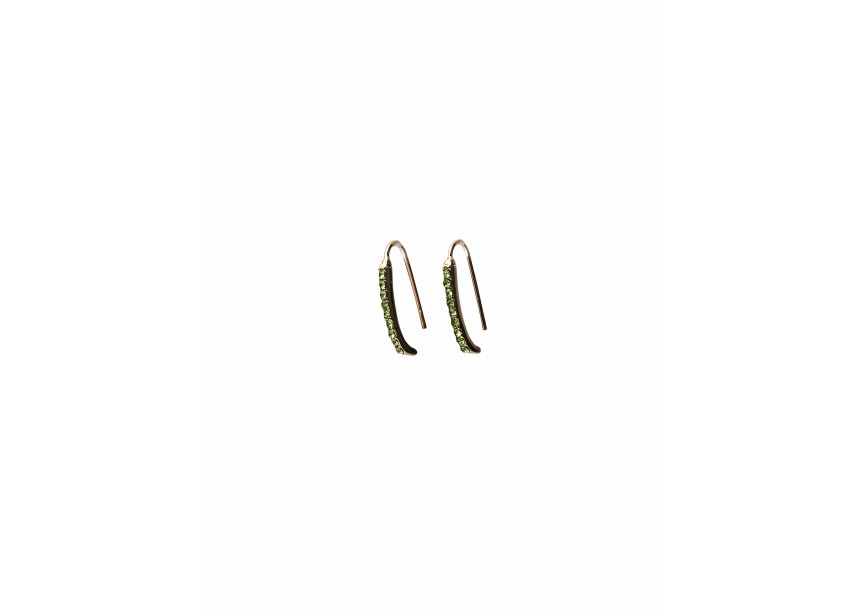 Hook earring strass 20x2mm Light green /gold