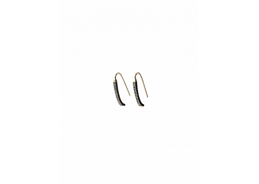 Hook earring strass 20x2mm Light blue /gold