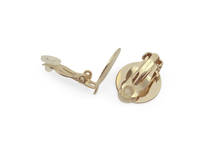 Clip-on earring with pad 18mm gold