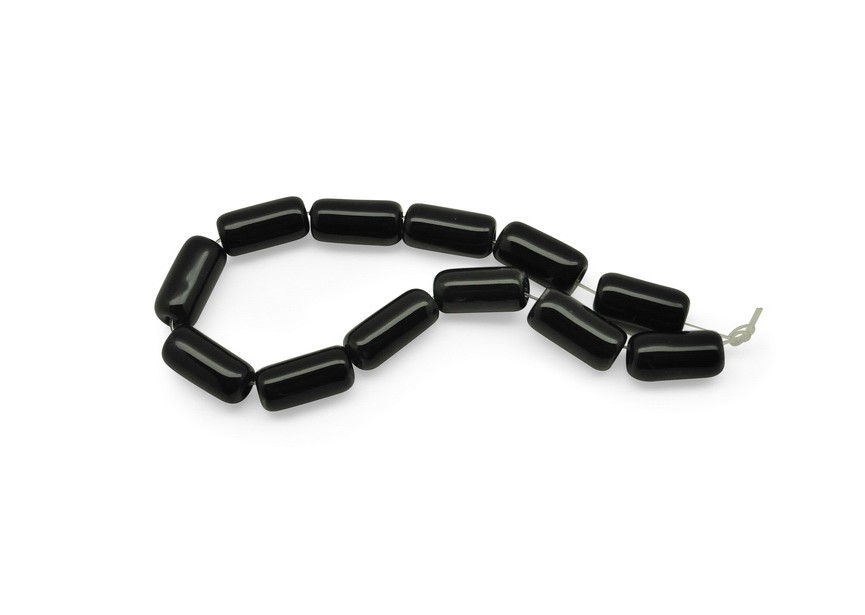 Ceramic tube bead 16x8/2.5mm black