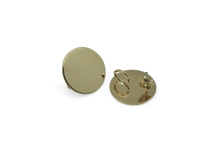 Ear stud with ring 18mm gold
