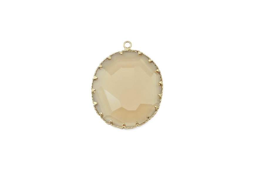 Pendant faceted glass 35x27mm light brown