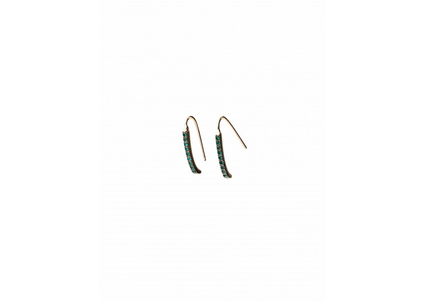 Hook earring strass 20x2mm petrol blue /gold