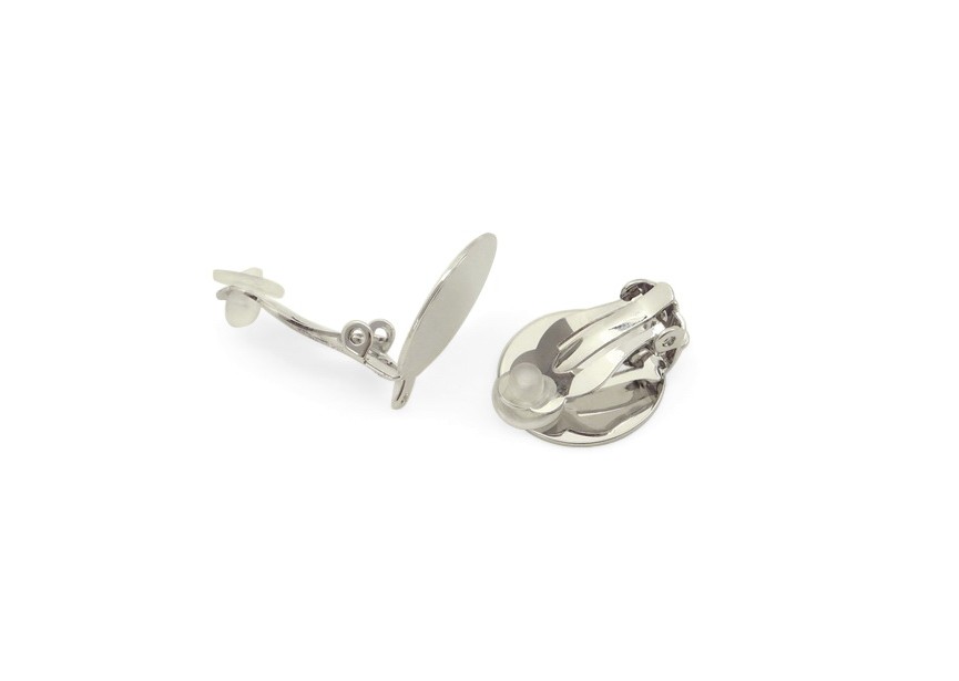 Clip-on earring with pad 18mm rhodium