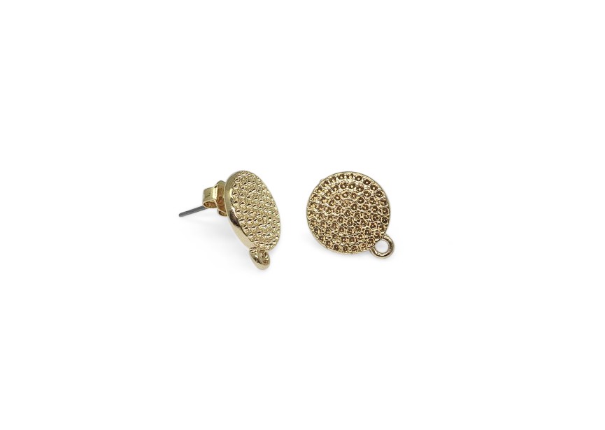 Ear stud with ring 14x12mm gold