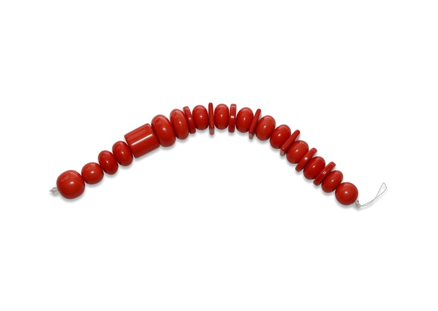 Resin bead/strand/23pcs mixed shapes 18/20mm light red